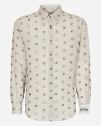 Dolce & Gabbana Camicia In Popeline Con Fiorellini Ricamati - Uomo Camicie Multicolore Tessuto Fantasia(non