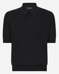 Dolce & Gabbana Polo In Seta Con Ricamo Dg Logo Allover - Uomo Maglieria Blu Blu