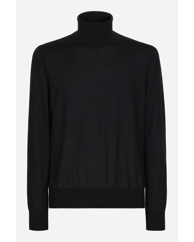 Dolce & Gabbana Maglia Collo Alto In Cashmere Extrafine - Uomo Maglieria Blu Cashmere Blu