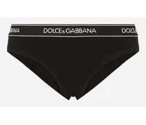 Jersey Brazilian Briefs With Branded Elastic - Donna Intimo Nero