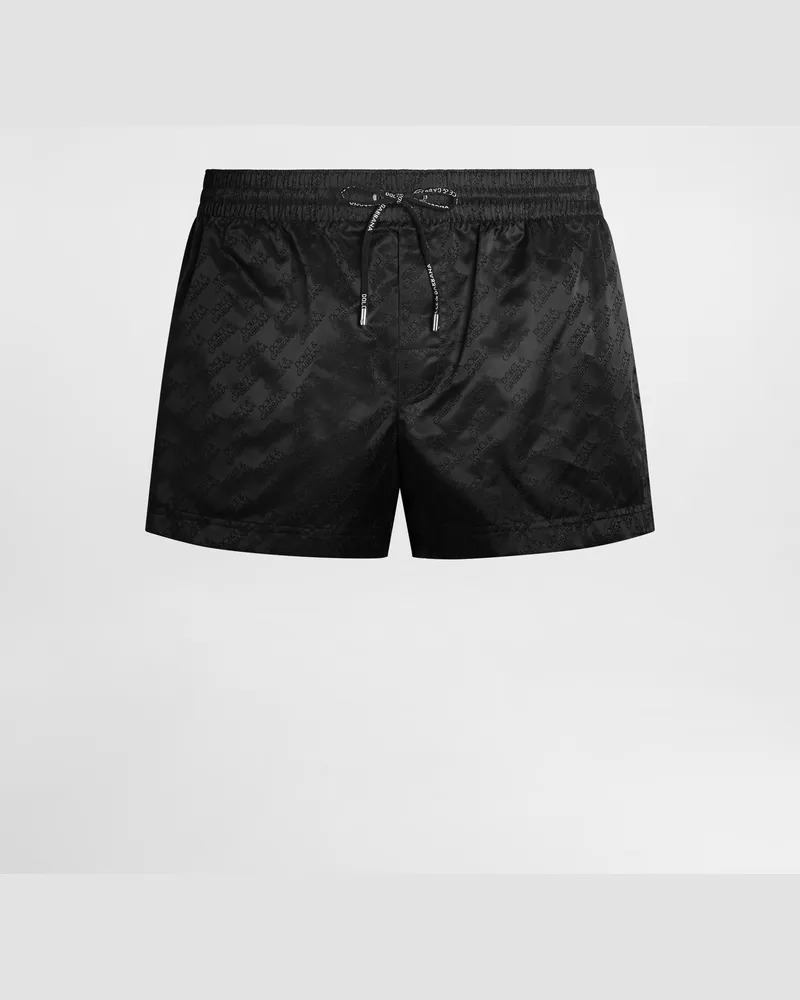 Dolce & Gabbana Boxer Da Mare In Jacquard Logato - Uomo Beachwear Nero Nero