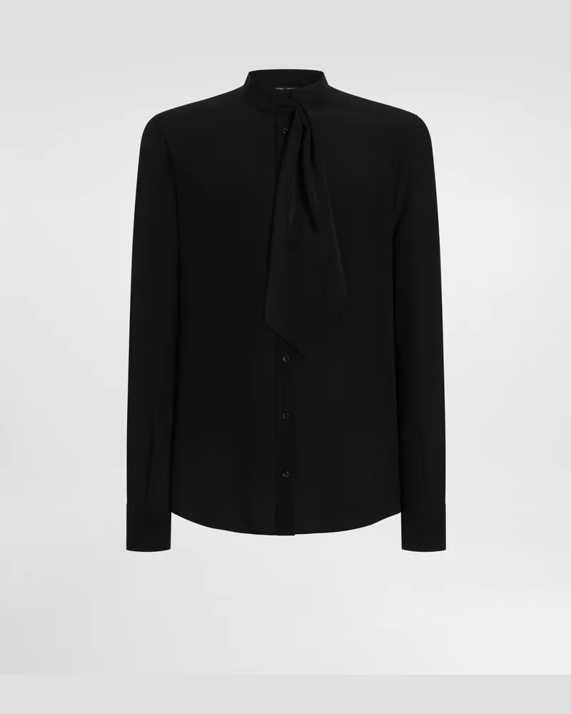Dolce & Gabbana Camicia Martini In Crêpe De Chine - Uomo Collection Nero Nero
