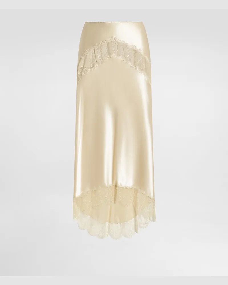 Dolce & Gabbana Gonna In Raso Di Seta - Donna Gonne Beige Seta Beige