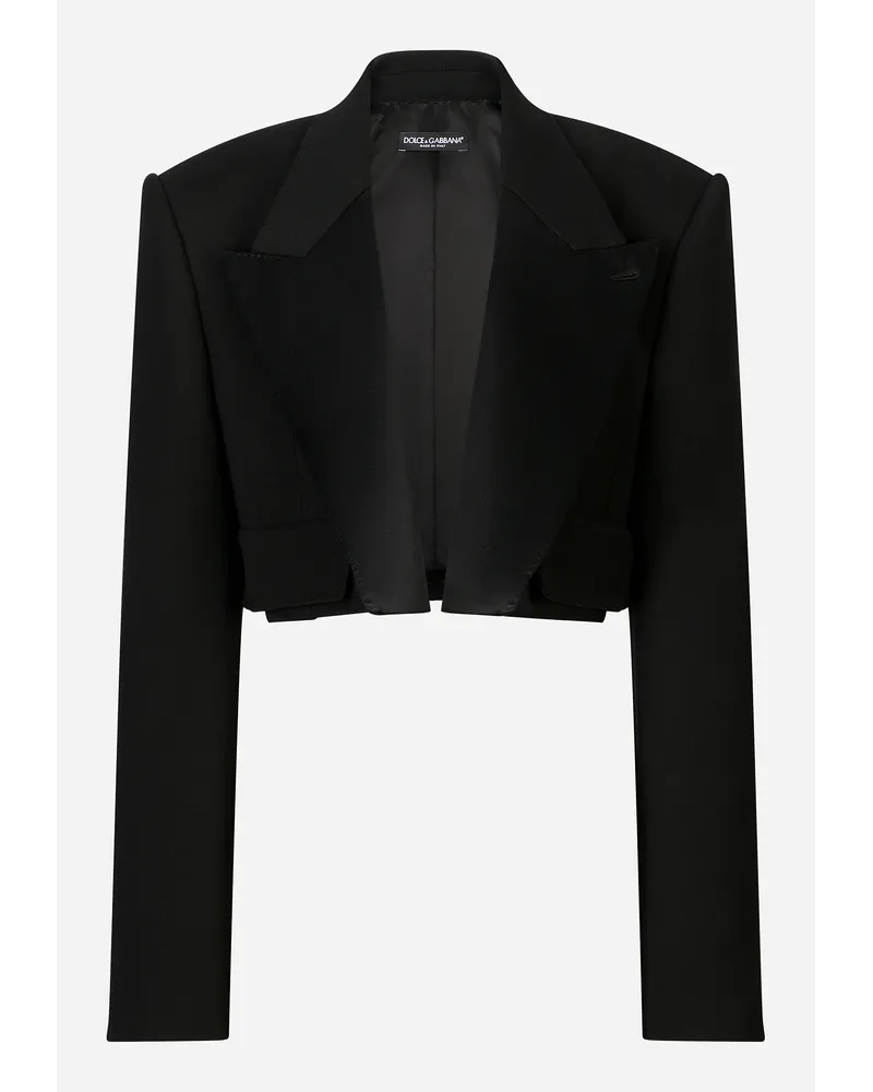 Dolce & Gabbana Giacca Tuxedo Corta In Doppia Lana - Donna Giacche E Blazer Nero Lana Nero