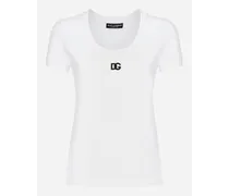 T-shirt In Jersey Con Logo Dg - Donna T-shirts E Felpe Bianco