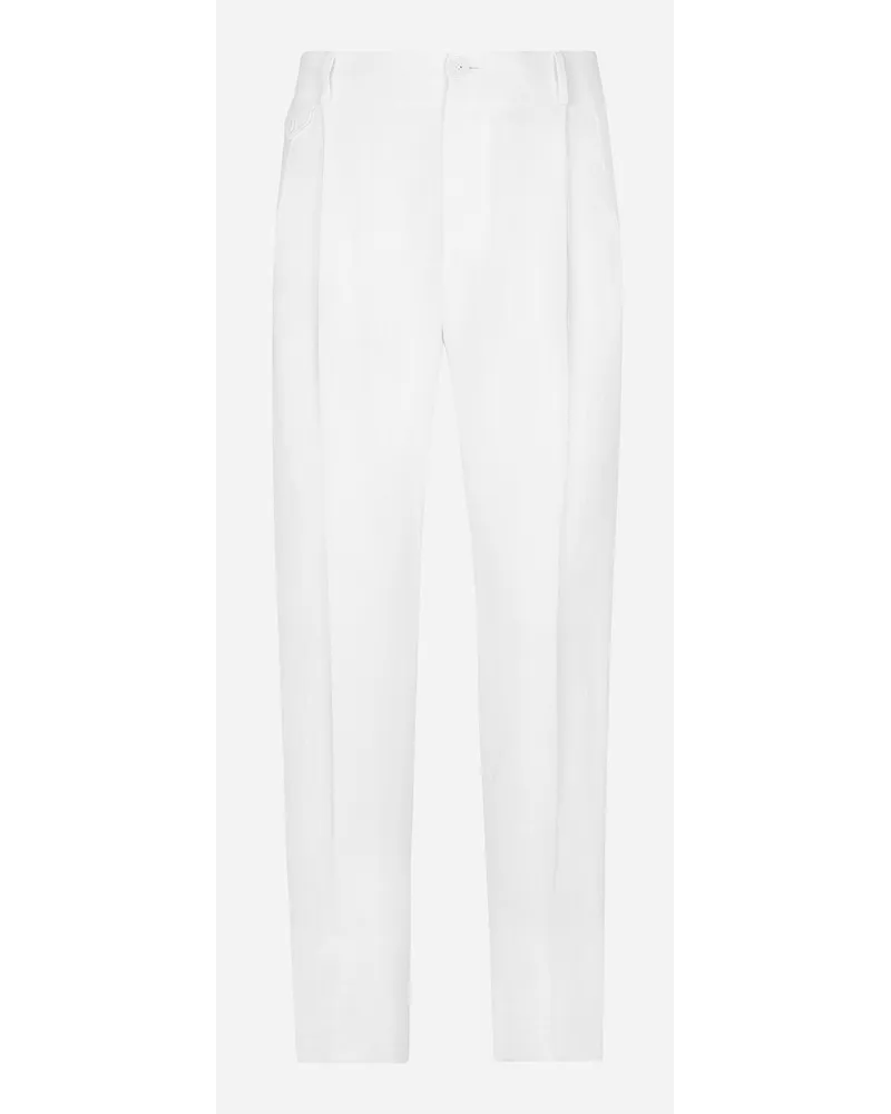 Dolce & Gabbana Pantalone In Lino - Uomo Pantaloni E Shorts Bianco Lino Bianco