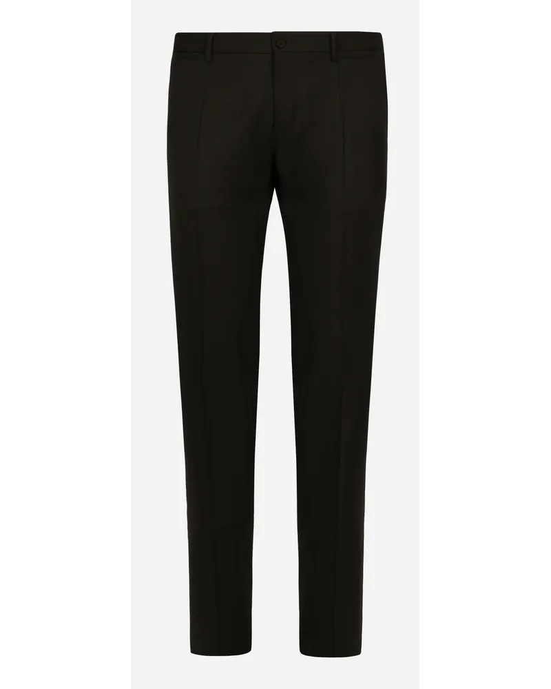 Dolce & Gabbana Pantalone In Lana Stretch - Uomo Pantaloni E Shorts Nero Lana Nero