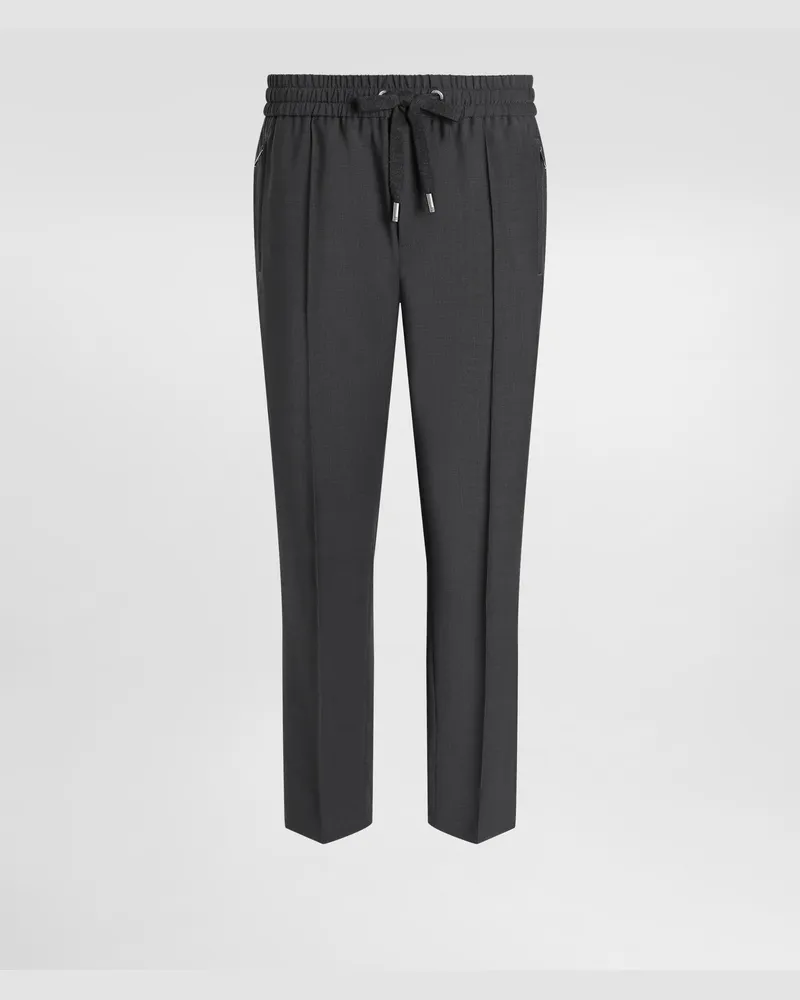 Dolce & Gabbana Pantalone Jogging In Lana - Uomo Pantaloni E Shorts Grigio Canna