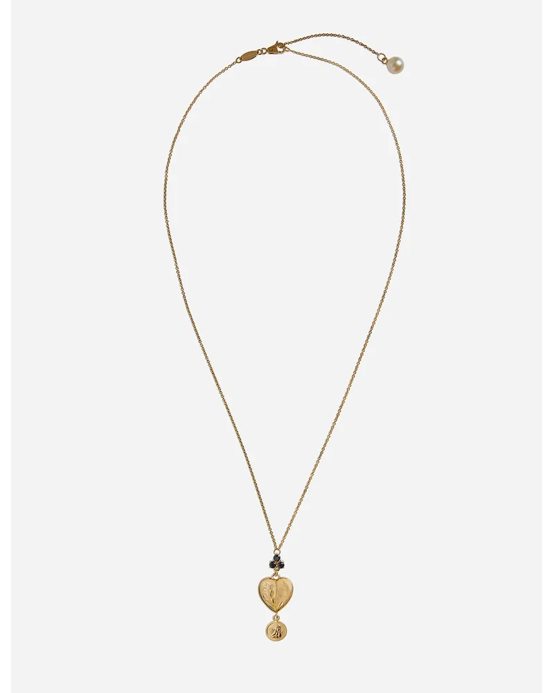 Dolce & Gabbana Pendente Sicily Oro Giallo 18 Carati E Zaffiri Neri - Donna Collane Oro Metallo Oro