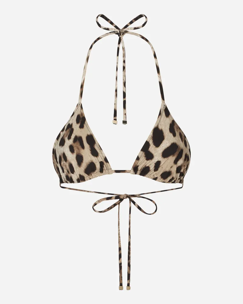 Dolce & Gabbana Reggiseno Triangolo Da Mare Stampa Leopardo - Donna Beachwear Stampa Animalier Jersey Leo