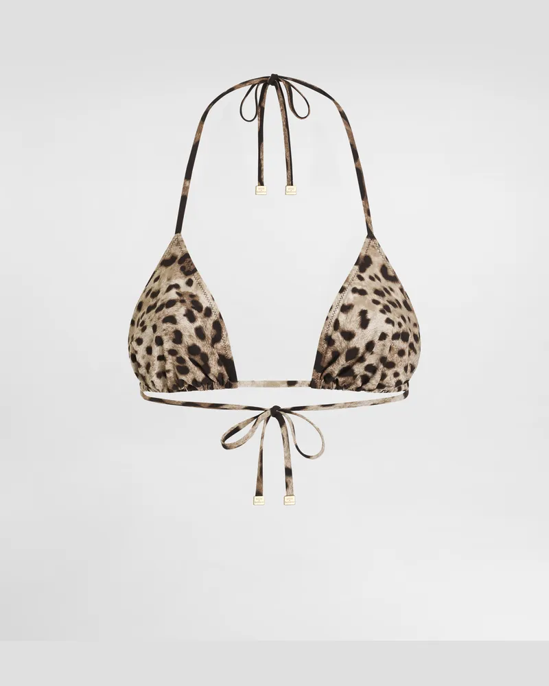 Dolce & Gabbana Reggiseno Triangolo Da Mare Stampa Leopardo - Donna Beachwear Stampa Animalier Jersey Leo