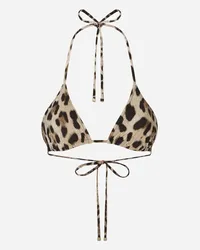 Dolce & Gabbana Reggiseno Triangolo Da Mare Stampa Leopardo - Donna Beachwear Stampa Animalier Jersey Leo