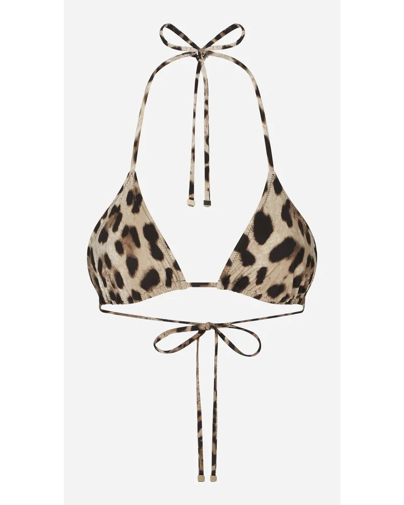 Dolce & Gabbana Reggiseno Triangolo Da Mare Stampa Leopardo - Donna Beachwear Stampa Animalier Jersey Leo