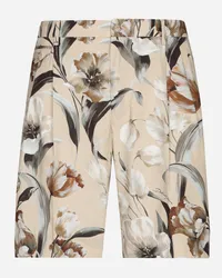 Dolce & Gabbana Bermuda Vanity In Seta Stampa Fiori - Uomo Pantaloni E Shorts Stampa Stampa