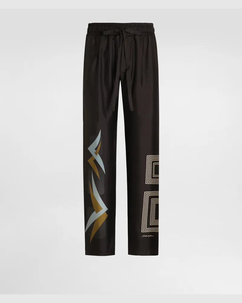 Dolce & Gabbana Pantaloni Jogging In Twill Stampa Geometrica - Uomo Pantaloni E Shorts Multicolore Multicolore