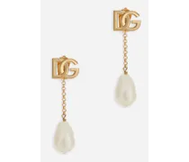 Orecchini Pendenti Con Perle E Logo Dg - Donna Bijoux Oro Metallo