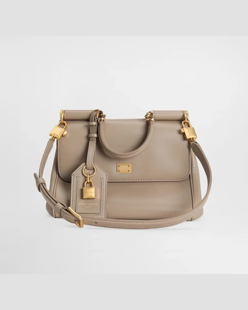Dolce & Gabbana Borsa A Mano My Sicily In Pelle Di Vitello Plongé - Donna Borse A Mano Beige Beige