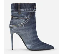 Patchwork Denim Ankle Boots - Donna Stivali E Stivaletti Blu Denim
