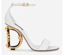 Nappa Leather Sandals With Baroque Dg Detail - Donna Sandali E Zeppe Bianco Pelle