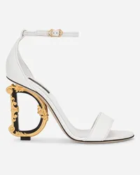 Dolce & Gabbana Nappa Leather Sandals With Baroque Dg Detail - Donna Sandali E Zeppe Bianco Pelle Bianco