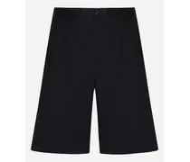 Bermuda Cotone Stretch Con Placca Logata - Uomo Pantaloni E Shorts Nero Cotone