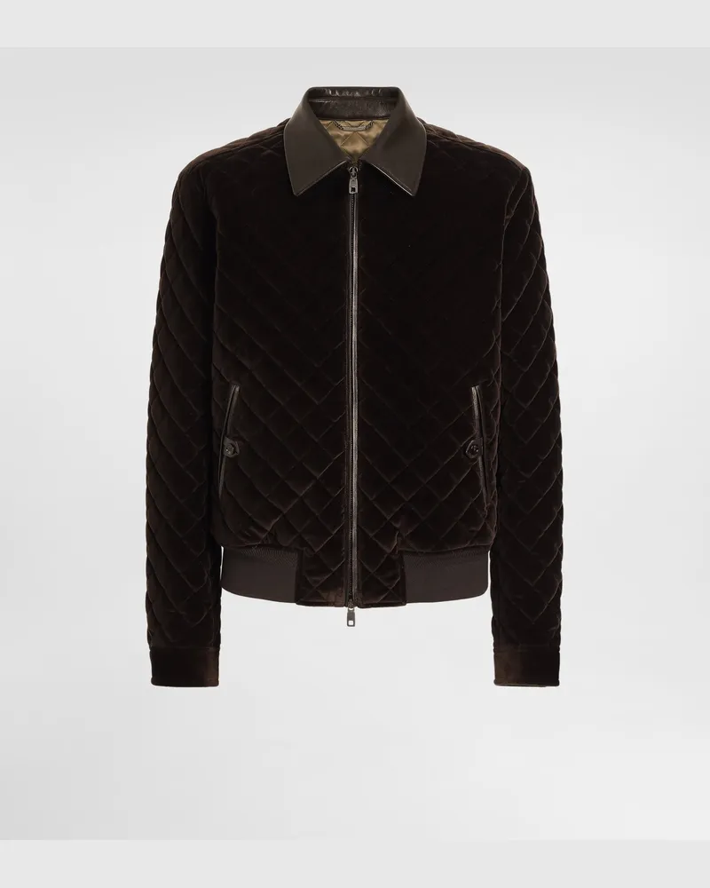 Dolce & Gabbana Bomber Trapuntato In Velluto - Uomo Collection Marrone Ebano