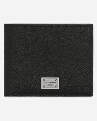 Dolce & Gabbana Portafoglio Bifold In Pelle Di Vitello Con Targhetta Logata - Uomo Portafogli E Piccola Pelletteria Nero Pelle Nero