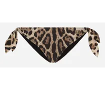 Slip Con Fiocchi Da Mare Stampa Leopardo - Donna Beachwear Stampa Animalier Jersey