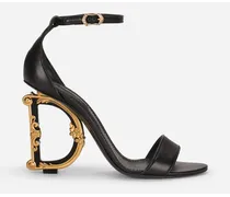 Nappa Leather Sandals With Baroque Dg Detail - Donna Sandali E Zeppe Nero Pelle