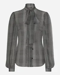 Dolce & Gabbana Camicia In Chiffon Di Seta Stampa Principe Di Galles - Donna Camicie E Top Multicolore Multicolore