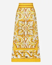 Dolce & Gabbana Gonna Longuette In Broccato Stampa Maiolica - Donna Gonne Stampa Stampa