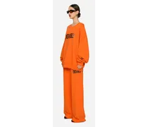 Pantaloni Jogging In Jersey Con Stampa Dg Vib3 - Donna Pantaloni E Shorts Arancione Cotone