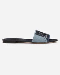 Dolce & Gabbana Slide In Denim Patchwork E Logo Dg - Donna Slide E Mule Blu Denim Blu