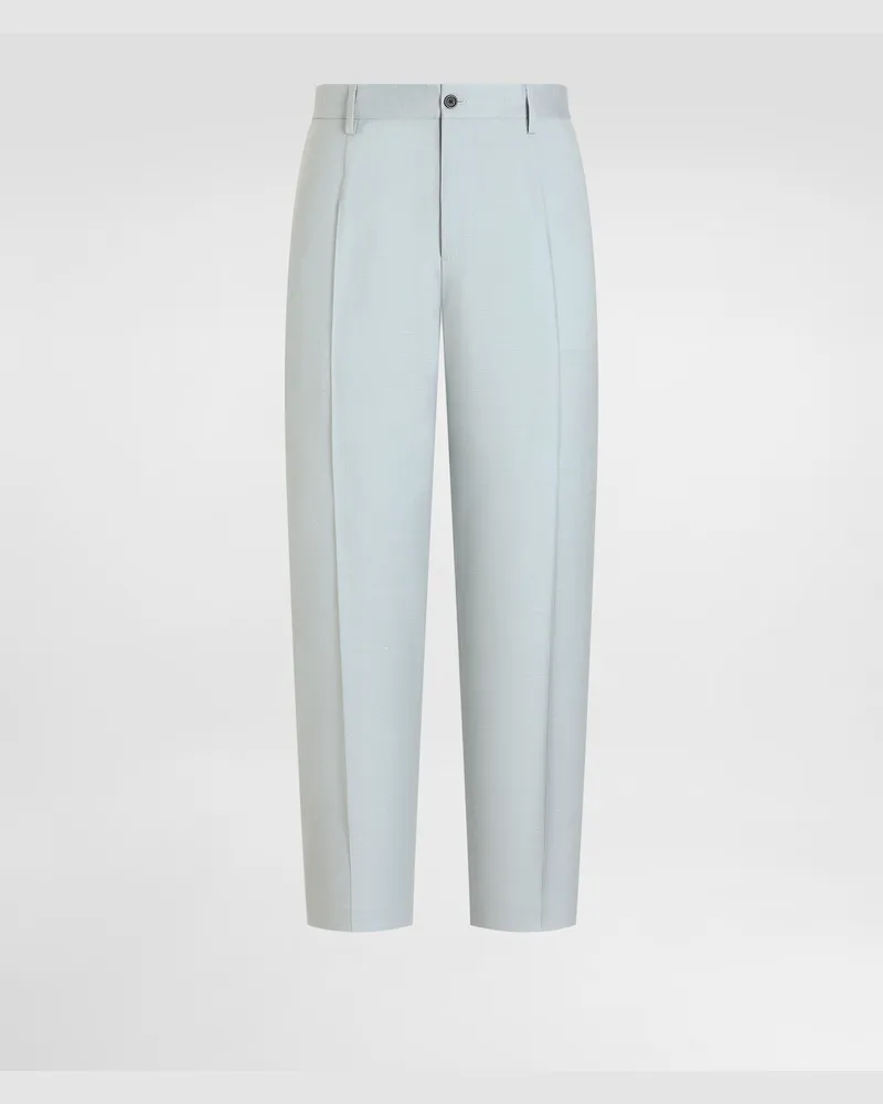 Dolce & Gabbana Pantaloni In Viscosa Shantung - Uomo Pantaloni E Shorts Azzurro Azzurro
