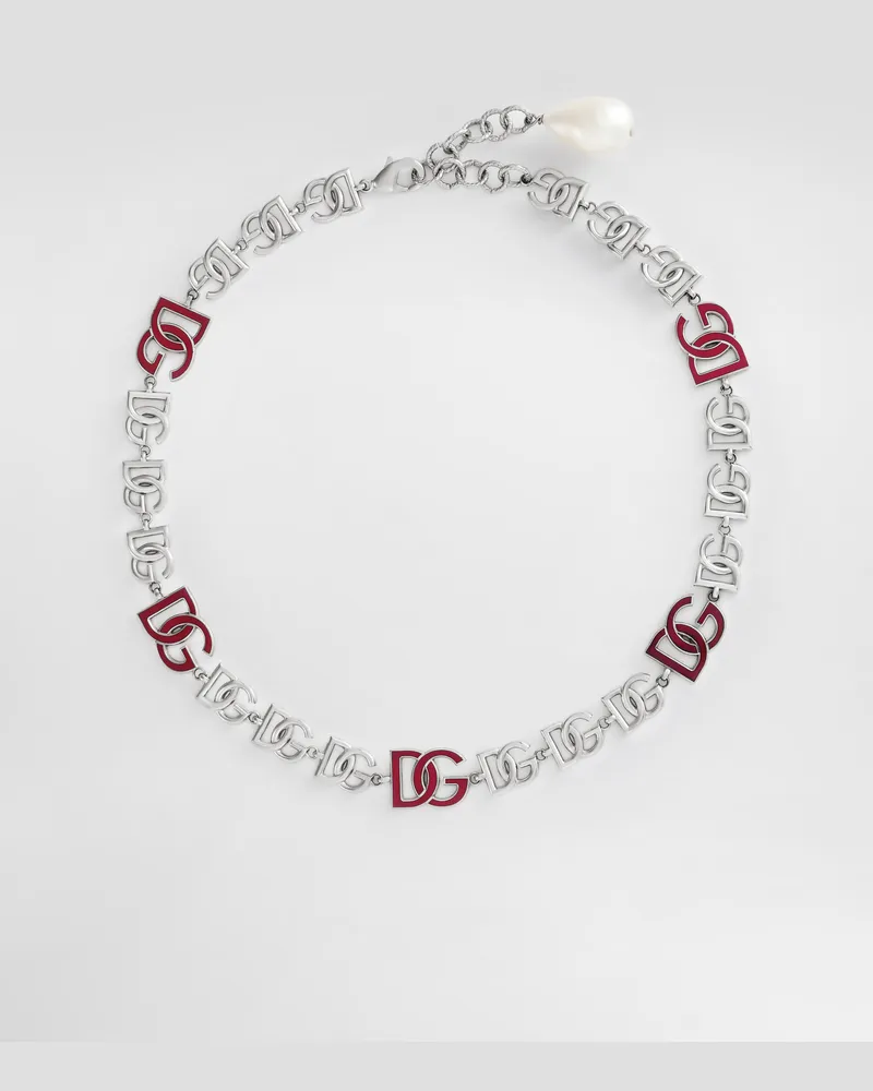 Dolce & Gabbana Short Necklace With Dg Multi-logo - Donna Bijoux Argento Metallo Argento