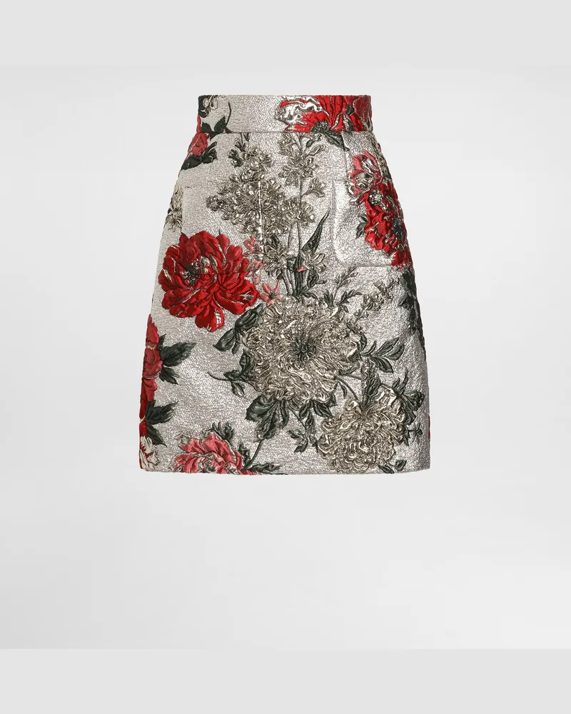 Dolce & Gabbana Gonna Mini In Jacquard Floreale - Donna Gonne Multicolore Jacquard