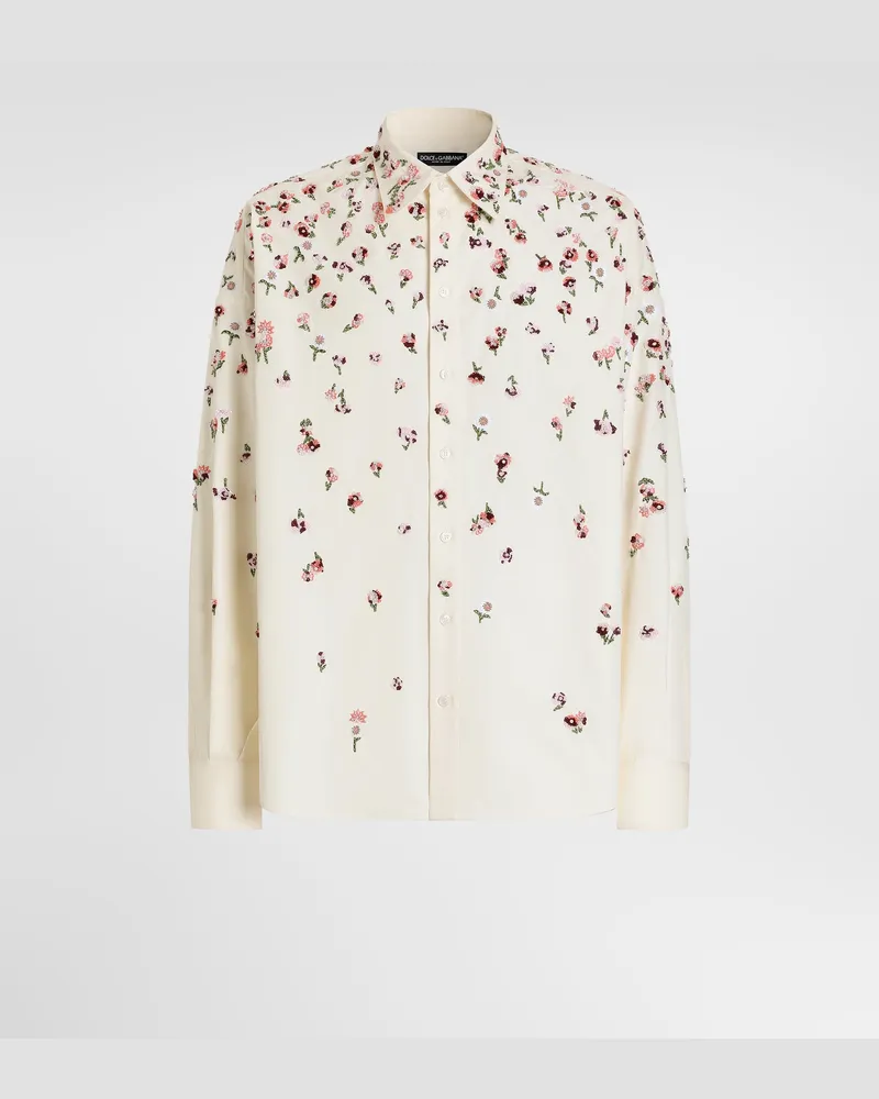 Dolce & Gabbana Camicia In Cotone Con Ricamo - Uomo Camicie Bianco Bianco