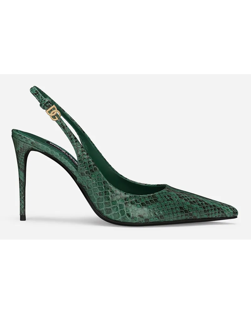 Dolce & Gabbana Slingback In Pitone - Donna Décolleté E Slingback Verde Verde