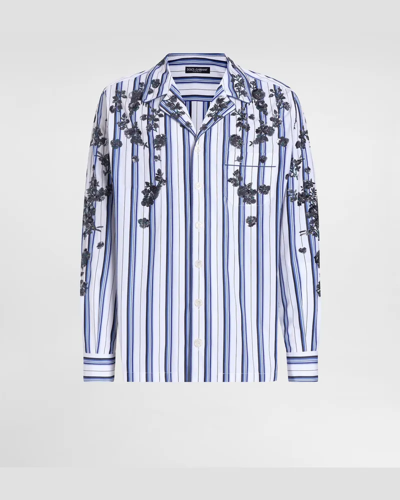 Dolce & Gabbana Camicia Vanity In Cotone E Seta Con Ricamo - Uomo Camicie Multicolore Variante