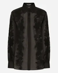 Dolce & Gabbana Camicia In Organza Con Applicazioni In Pizzo - Donna Camicie E Top Nero Nero