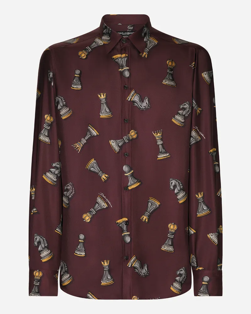 Dolce & Gabbana Camicia Martini In Seta Stampata - Uomo Camicie Stampa Stampa