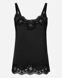 Dolce & Gabbana Top Lingerie In Raso Con Pizzo - Donna Intimo Nero Seta Nero