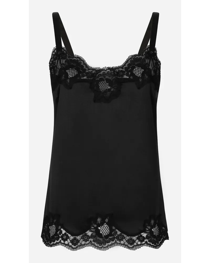 Dolce & Gabbana Top Lingerie In Raso Con Pizzo - Donna Intimo Nero Seta Nero