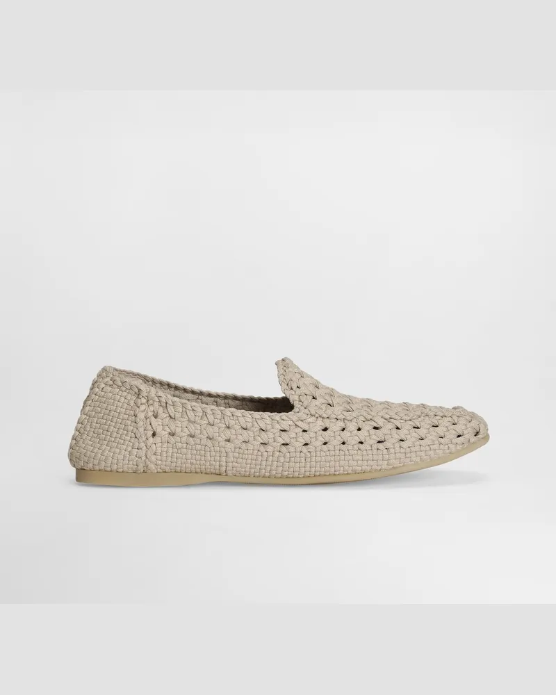 Dolce & Gabbana Pantofola In Tessuto Intrecciato - Uomo Driver E Mocassini Beige Beige