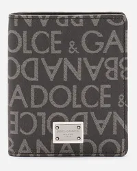 Dolce & Gabbana Portacarte Bifold In Jacquard Spalmato - Uomo Portafogli E Piccola Pelletteria Multicolore Tessuto Nero