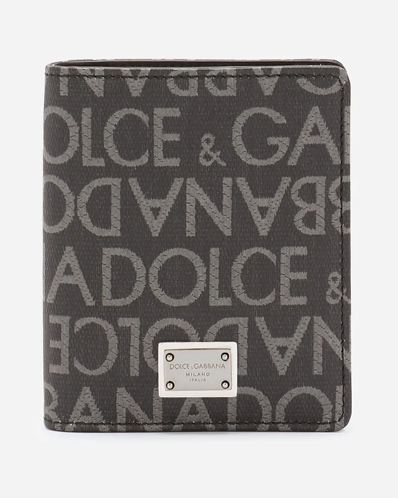 Dolce & Gabbana Portacarte Bifold In Jacquard Spalmato - Uomo Portafogli E Piccola Pelletteria Multicolore Tessuto Nero