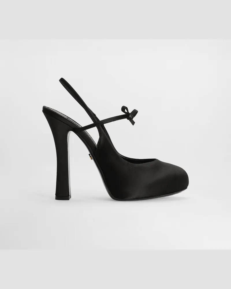 Dolce & Gabbana Slingback In Raso - Donna Décolleté E Slingback Nero Nero