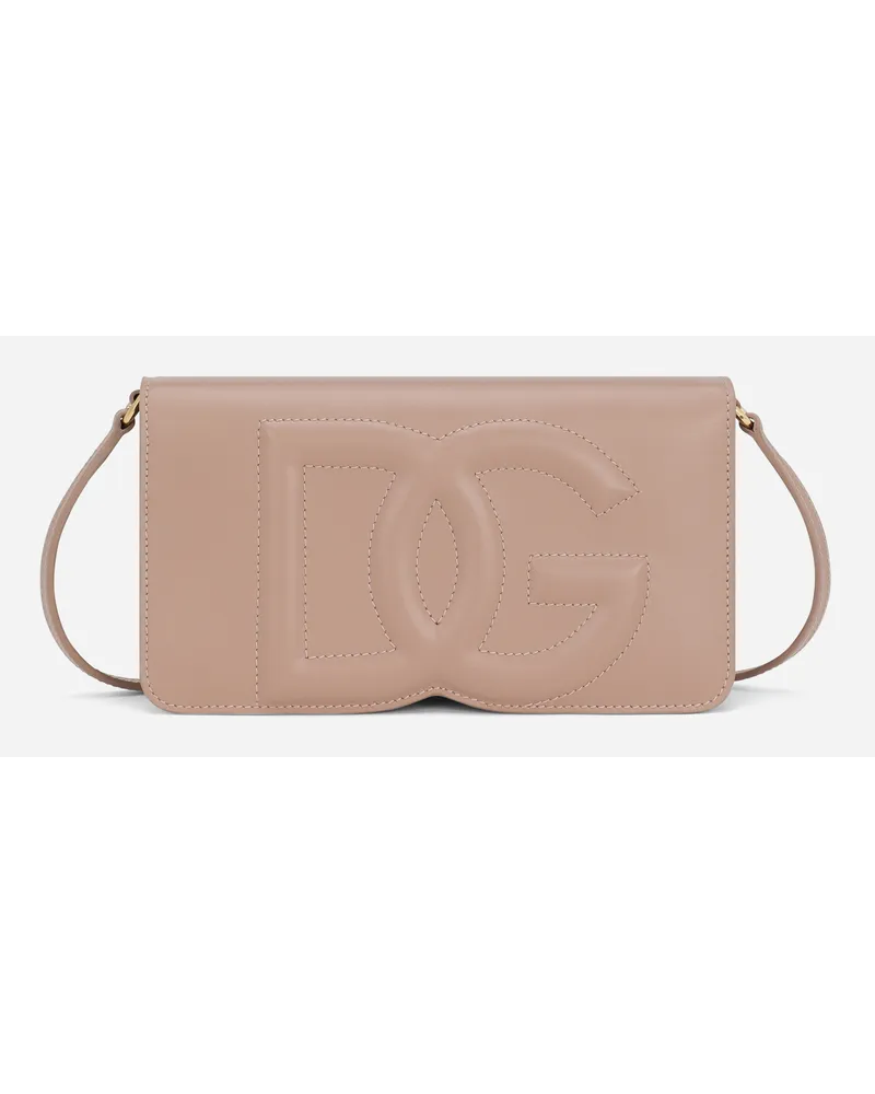 Dolce & Gabbana Dg Logo Phone Bag - Donna Borse Mini Micro E Pochette Cipria Pelle Cipria