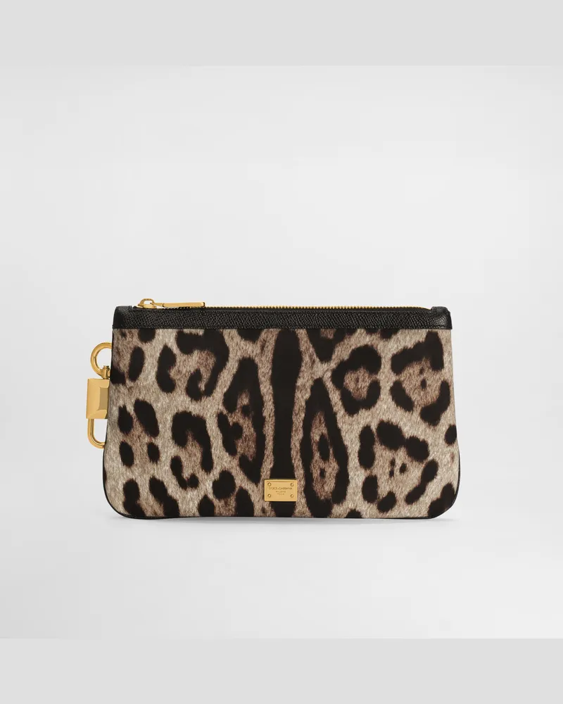 Dolce & Gabbana Necessaire In Nylon Stampato - Donna Portafogli E Piccola Pelletteria Stampa Animalier Leo