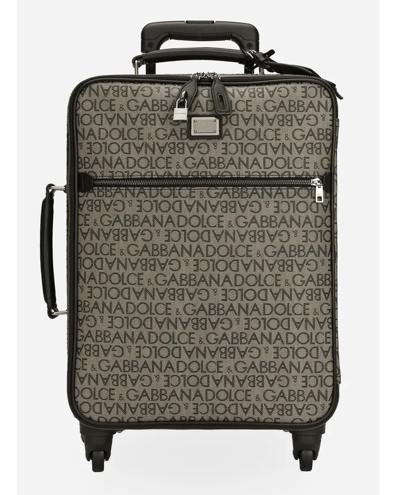 Dolce & Gabbana Trolley In Jacquard Spalmato - Uomo Borse Da Viaggio Nero Tessuto Marrone